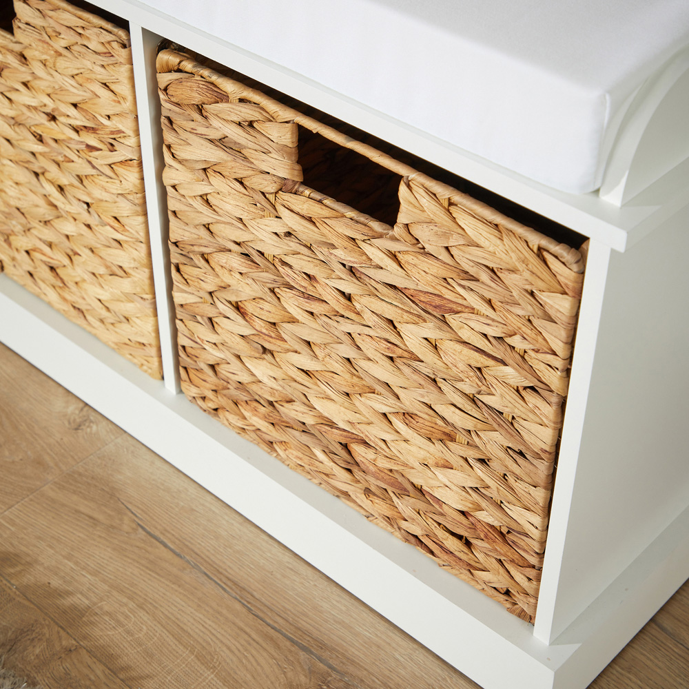 Home Source Lapworth 2 Wicker Basket Padded Storage Bench Image 4
