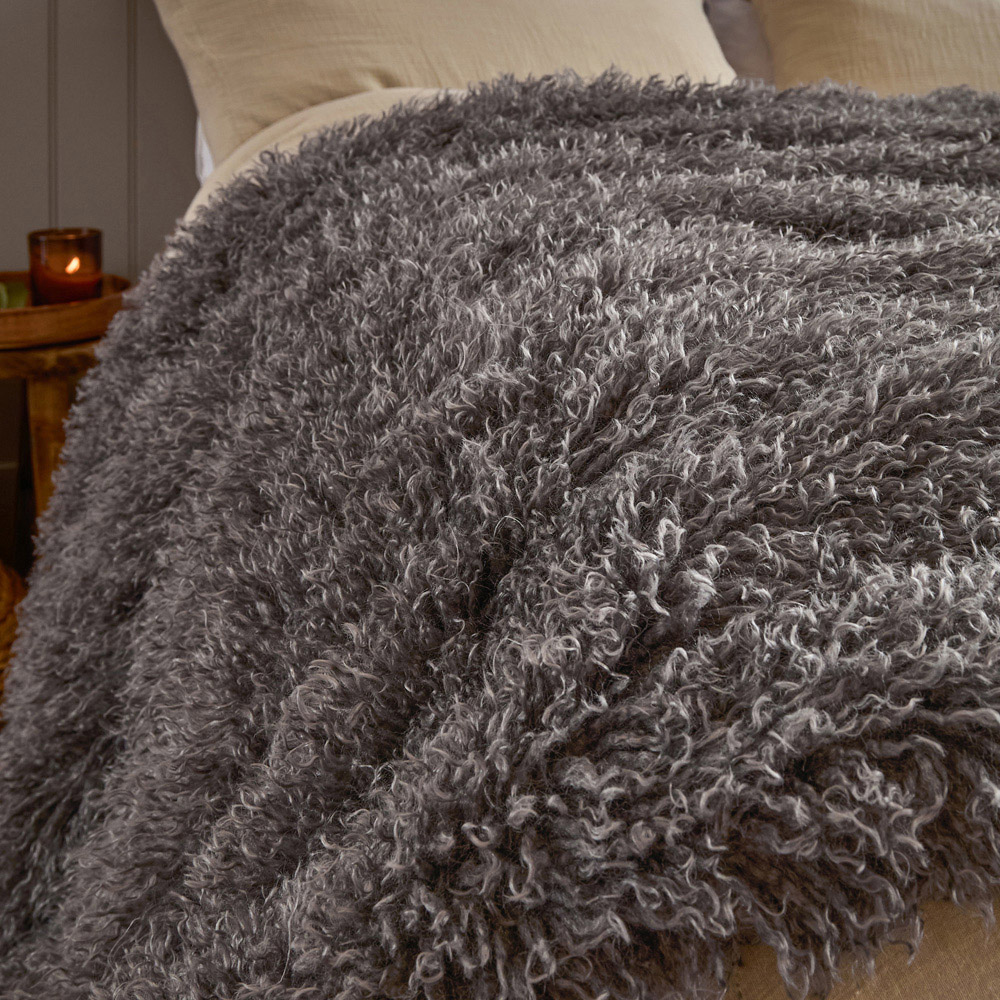 Furn Rowan Grey Reversible Faux Fur Throw 130 x 175cm Image 4