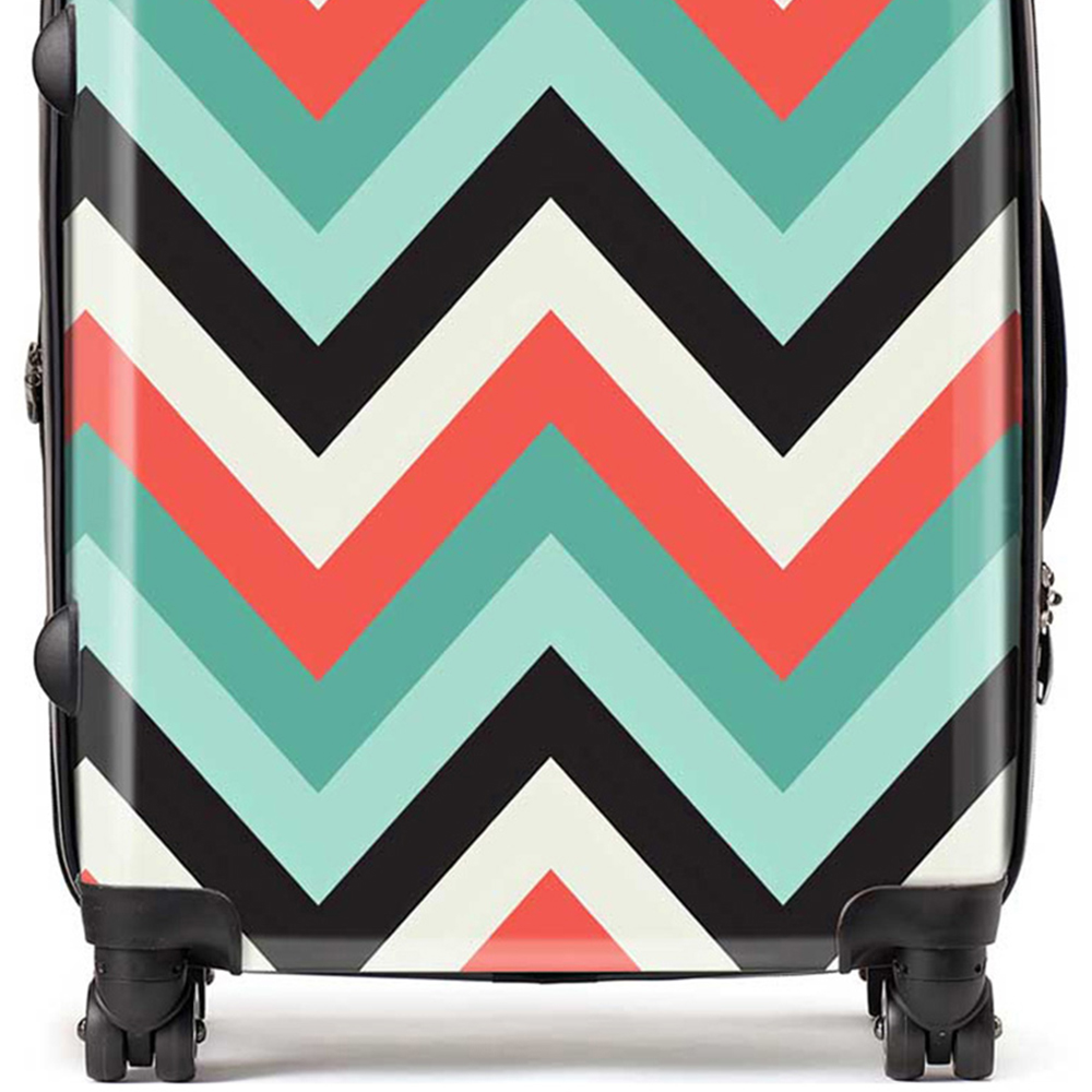 Warren Reed Designer Large Geometric Coloured Chevron Pattern Suitcase Image 2