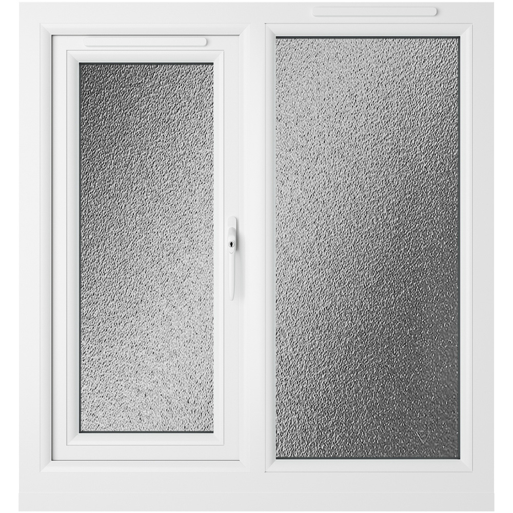 Crystal uPVC Triple Glazed Window RH Side Hung Next to a Fixed Grey White Obscure Glass 905x965mm Image 2