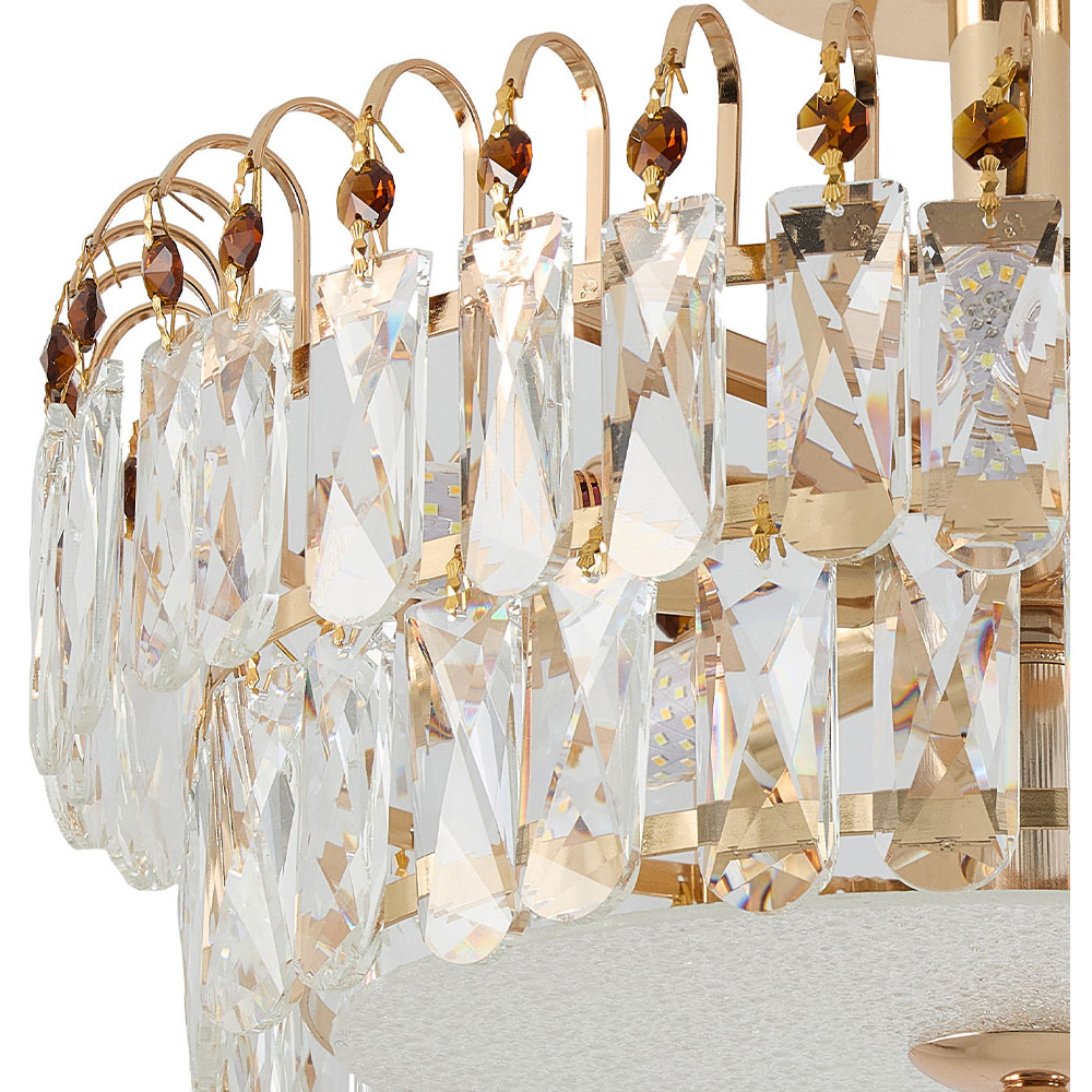 Living and Home Gold Crystal Semi Flush Mount E14 Ceiling Light Image 4