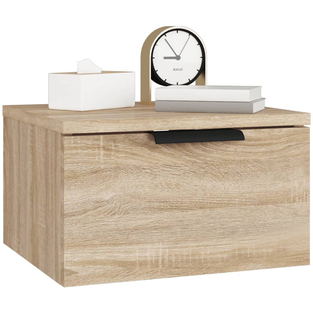 vidaXL Set of 2 Sonoma Oak Wall Mounted Bedside Cabinet Image 7