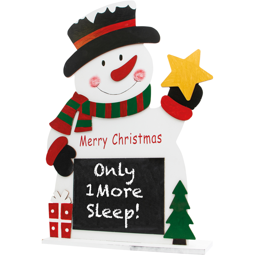 St Helens Wooden White Snowman on Stand with Chalkboard Image 3