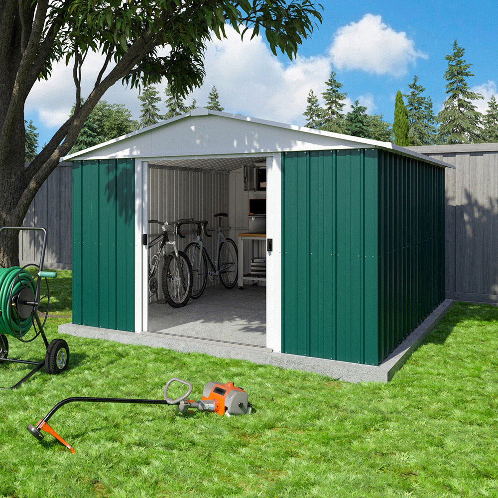 Yardmaster 10 x 13ft Emerald Green Apex Metal Storage Shed Image 3