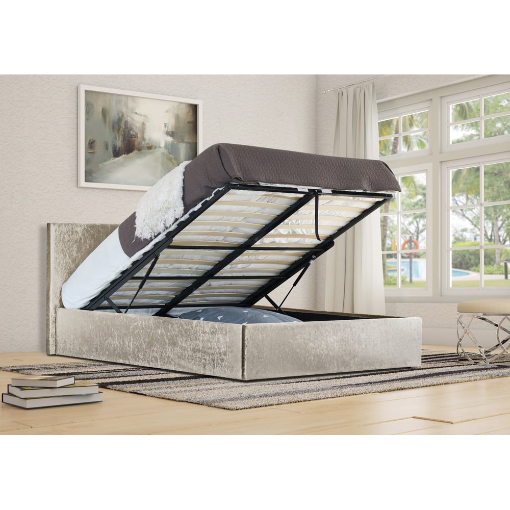 Brooklyn Single Cream Crushed Velvet Ottoman Bed Frame Image 2