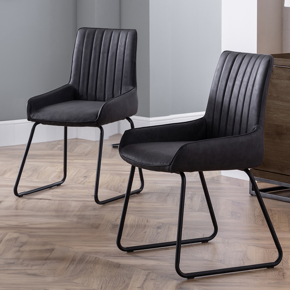 Julian Bowen Soho Set of 2 Black Dining Chairs Image 1