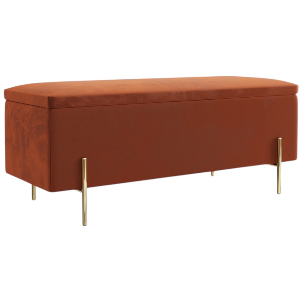 GFW Mystica Russet Velvet Ottoman Storage Bench Image 2