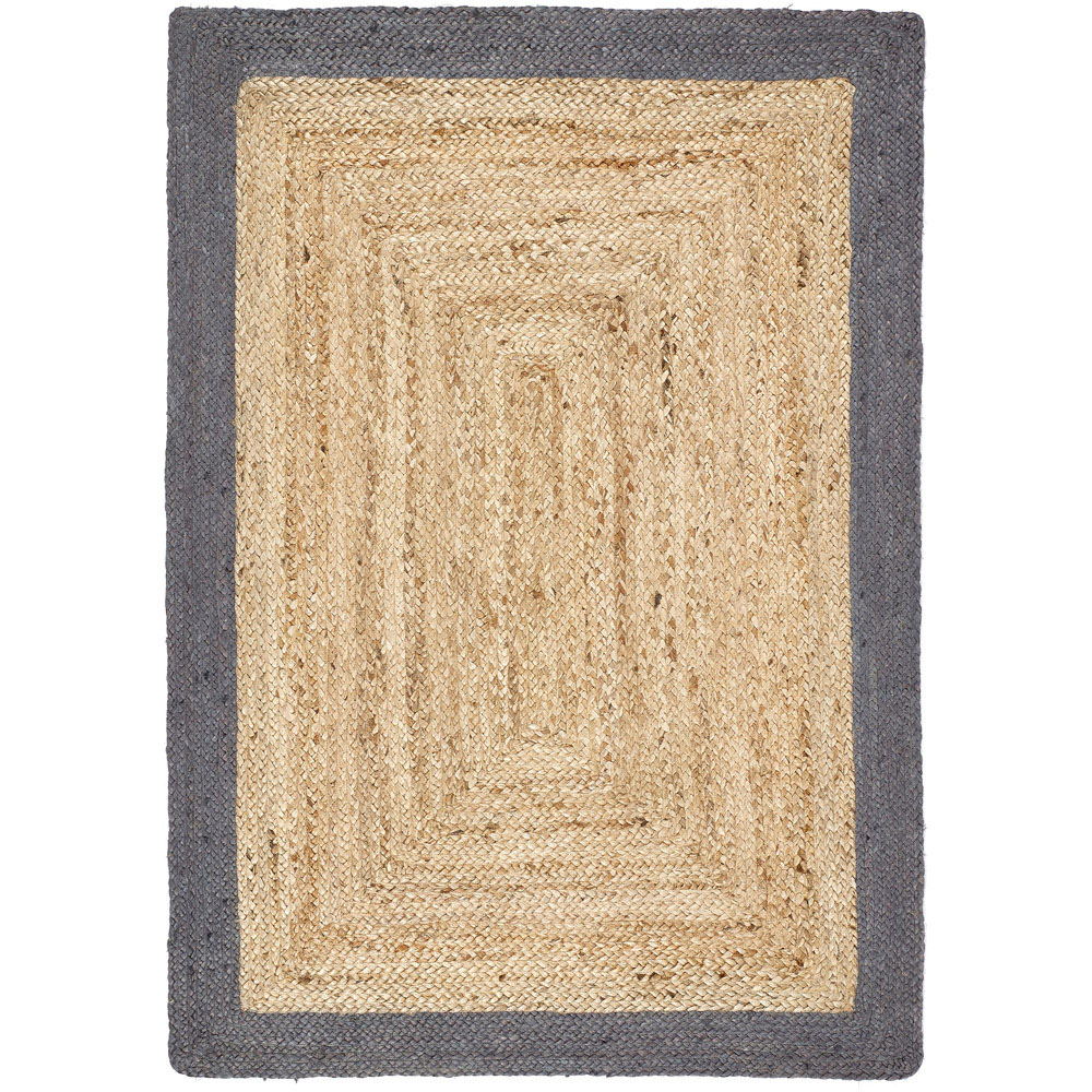 Origins Grey Jute Border Rug 120 x 170cm Wilko