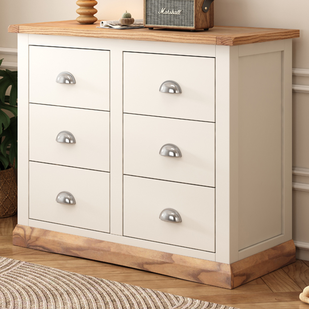 Cabinet Bits Tropea 6 Drawer White Chrome Cup Handle Chest of Drawers Image 1