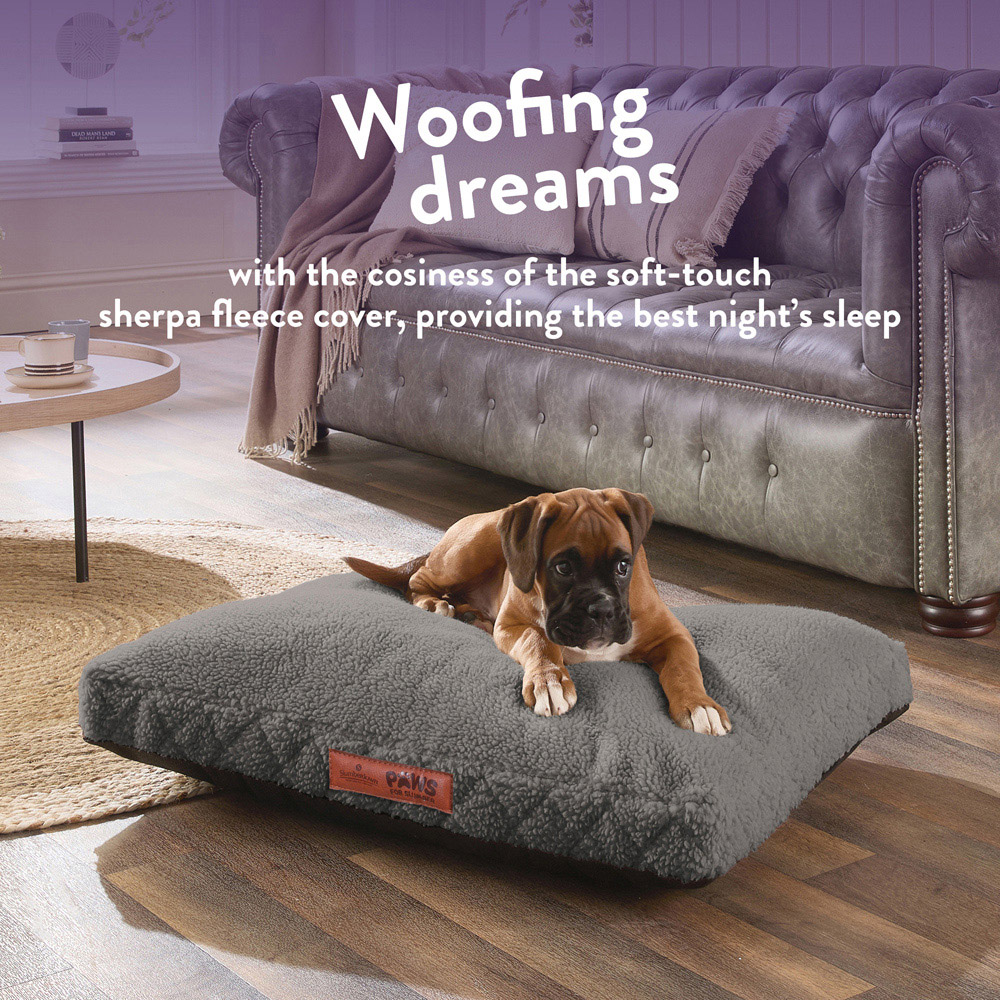 Slumberdown Medium Light Grey Sherpa Pet Bed Image 5