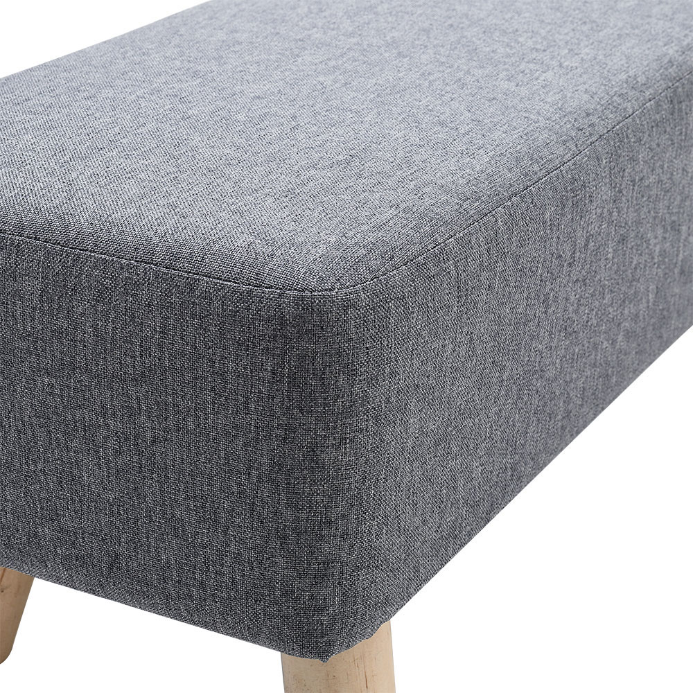 Living and Home Tofu Shaped Grey Wooden Footstool Image 6