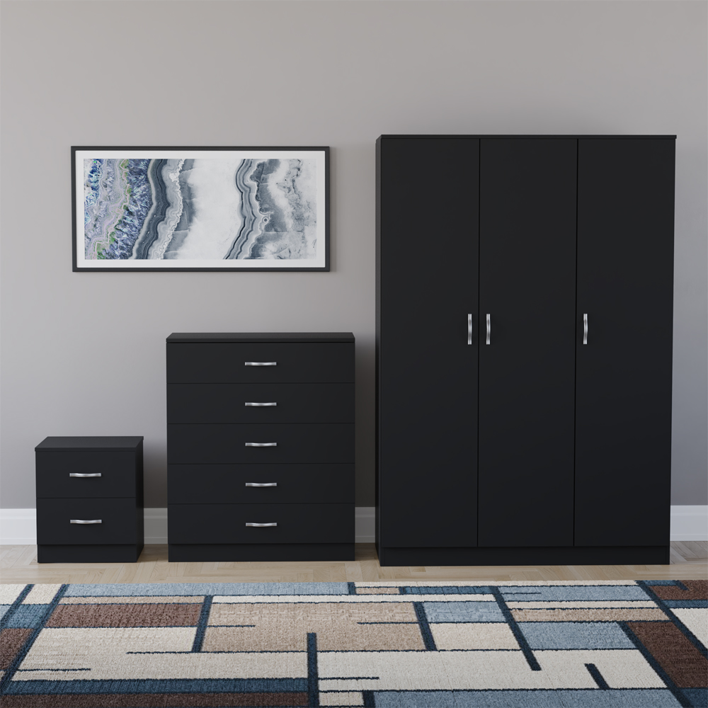 VIDA DESIGNS Riano Black 3 Piece Bedroom Furniture Set Image 2