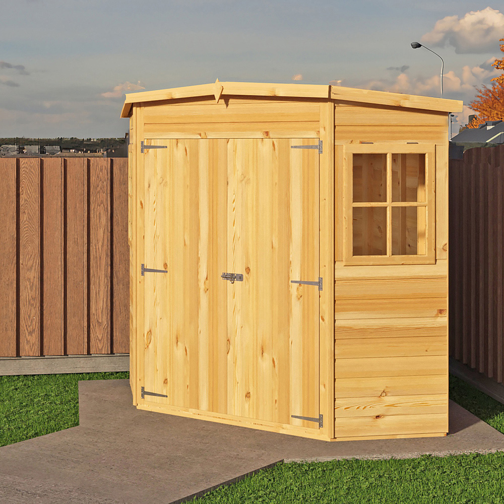 Shire 6 x 6ft Shiplap Pent Corner Garden Shed Image 2