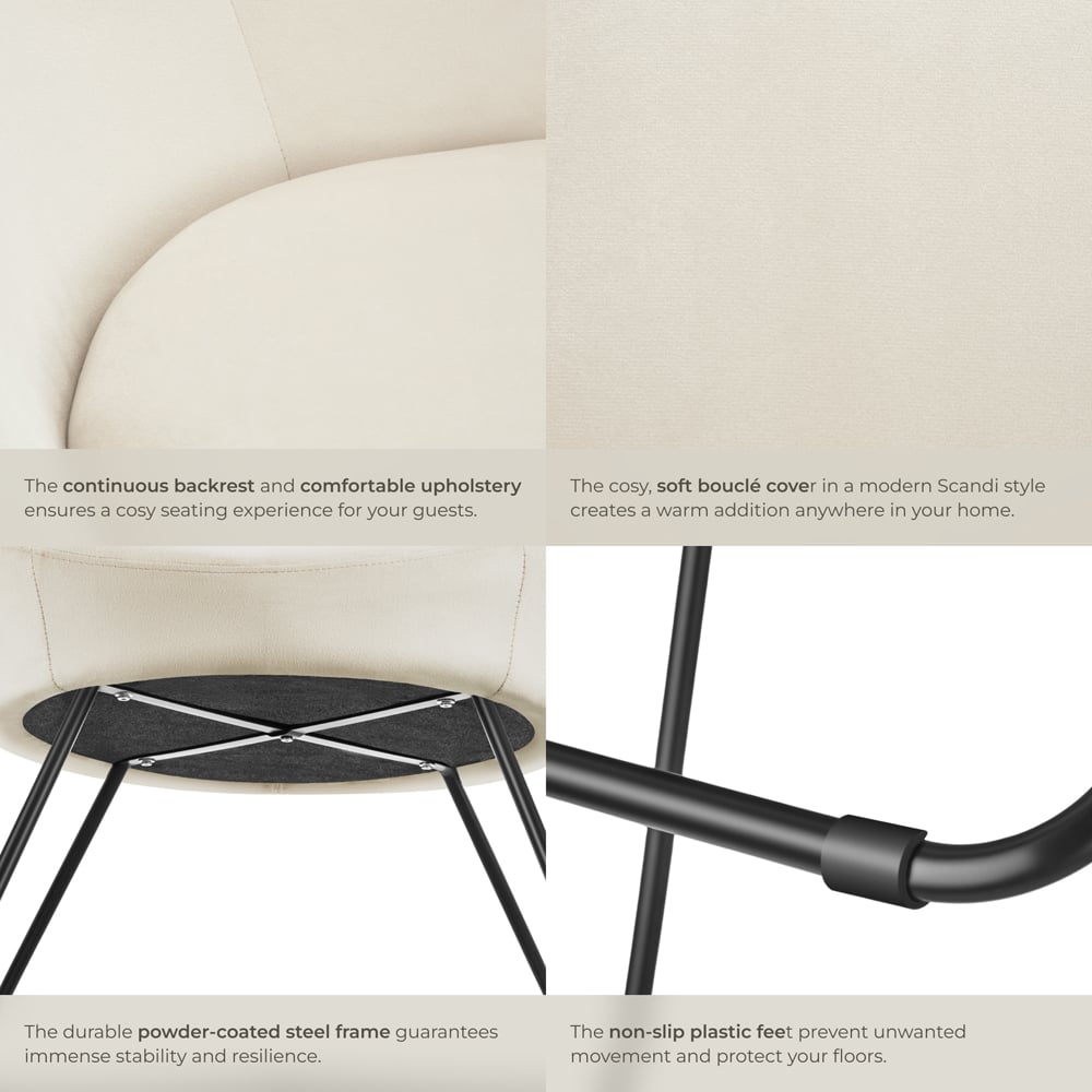 tectake Centera Beige Velvet Look Accent Chair Image 5