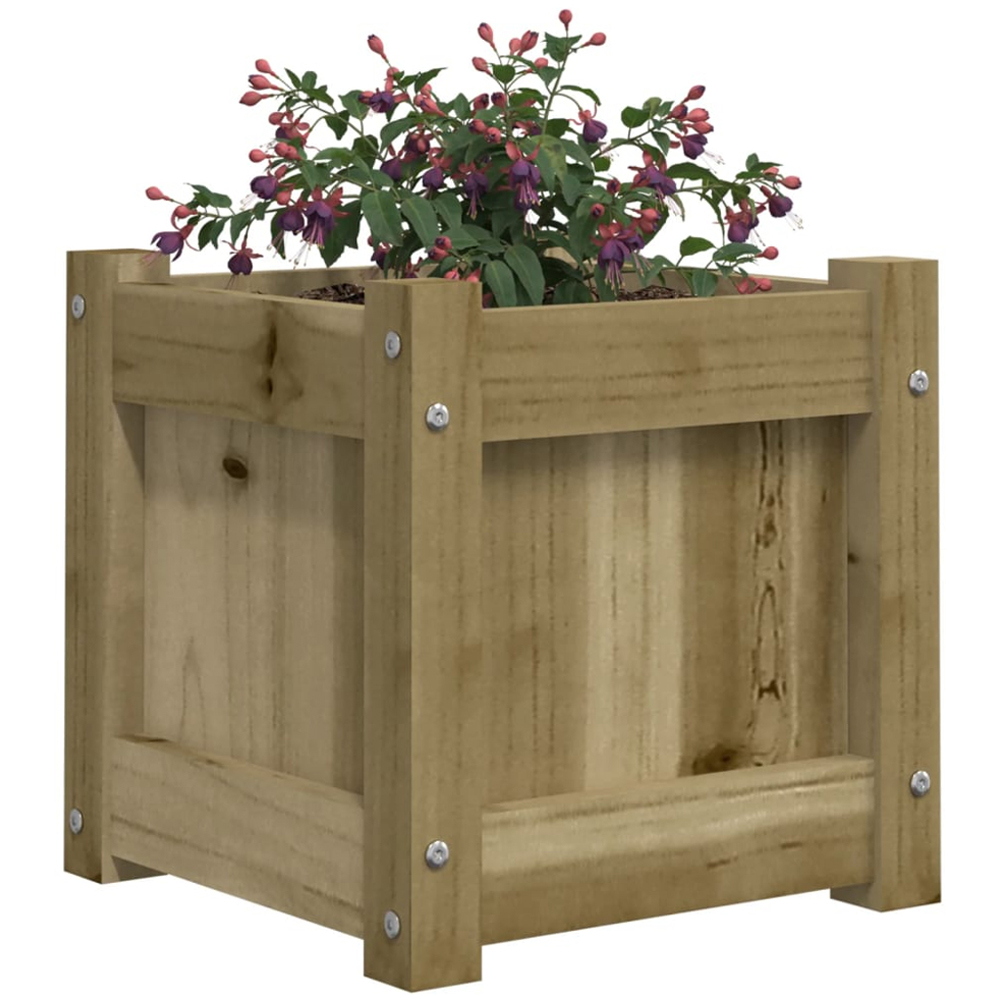 vidaXL Brown Solid Pine Wood Garden Planter 31 x 31 x 31cm Image 3