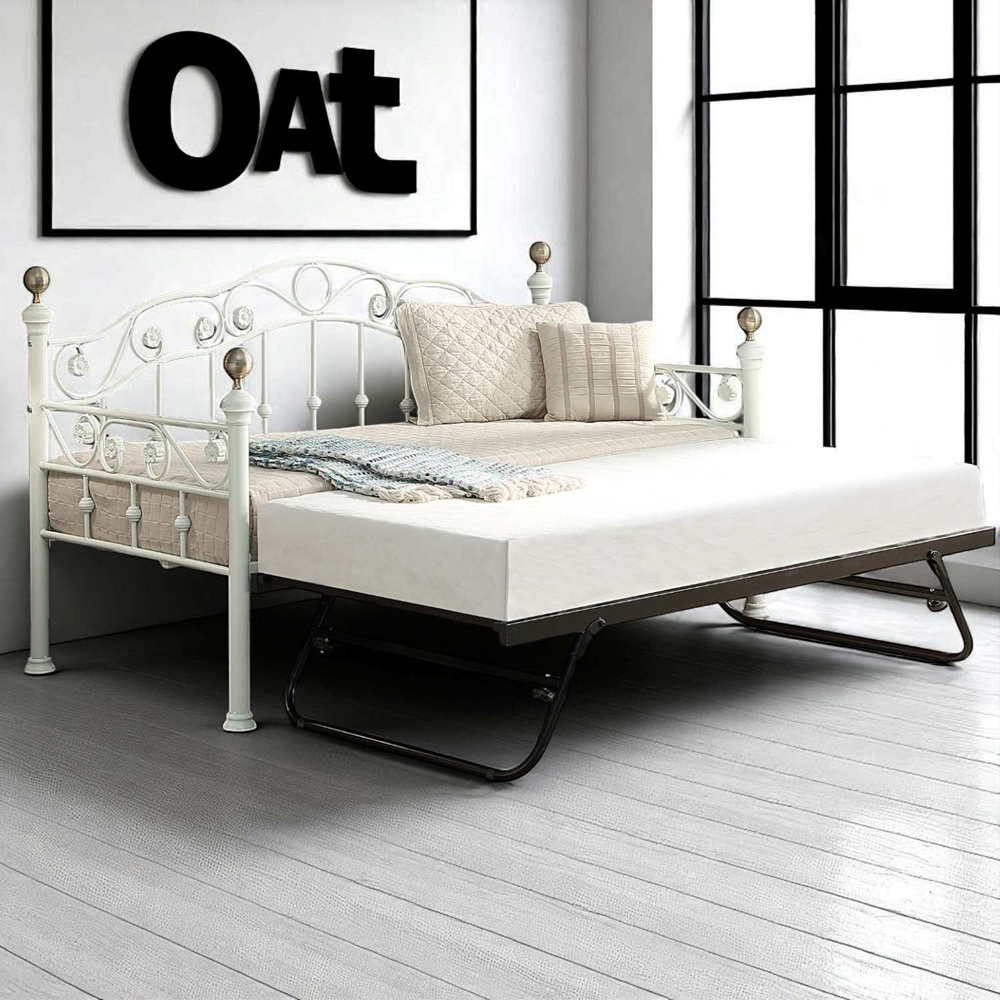 OAT Home Mayfair Single White and Brass and Black Guest Trundle Metal Day Bed Image 7