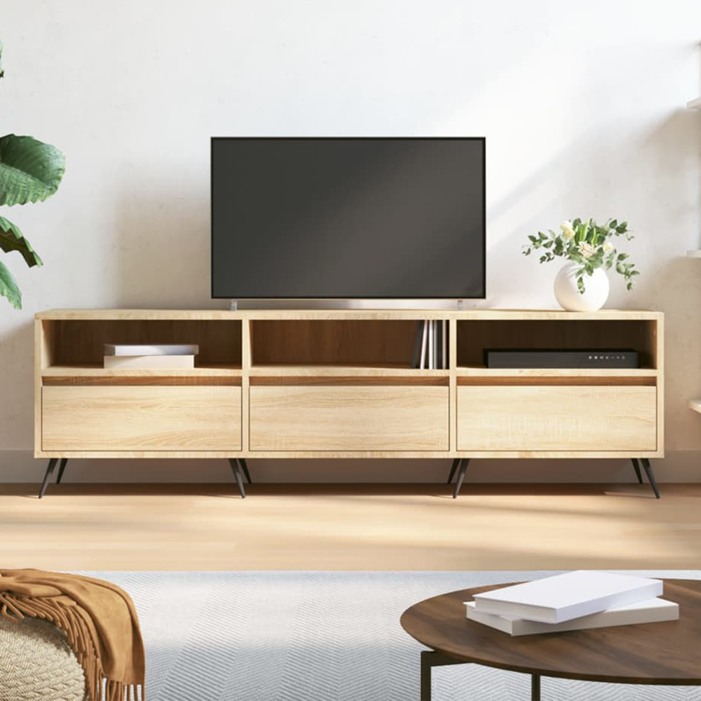 vidaXL 3 Door 3 Shelf Sonoma Oak TV Cabinet Image 1