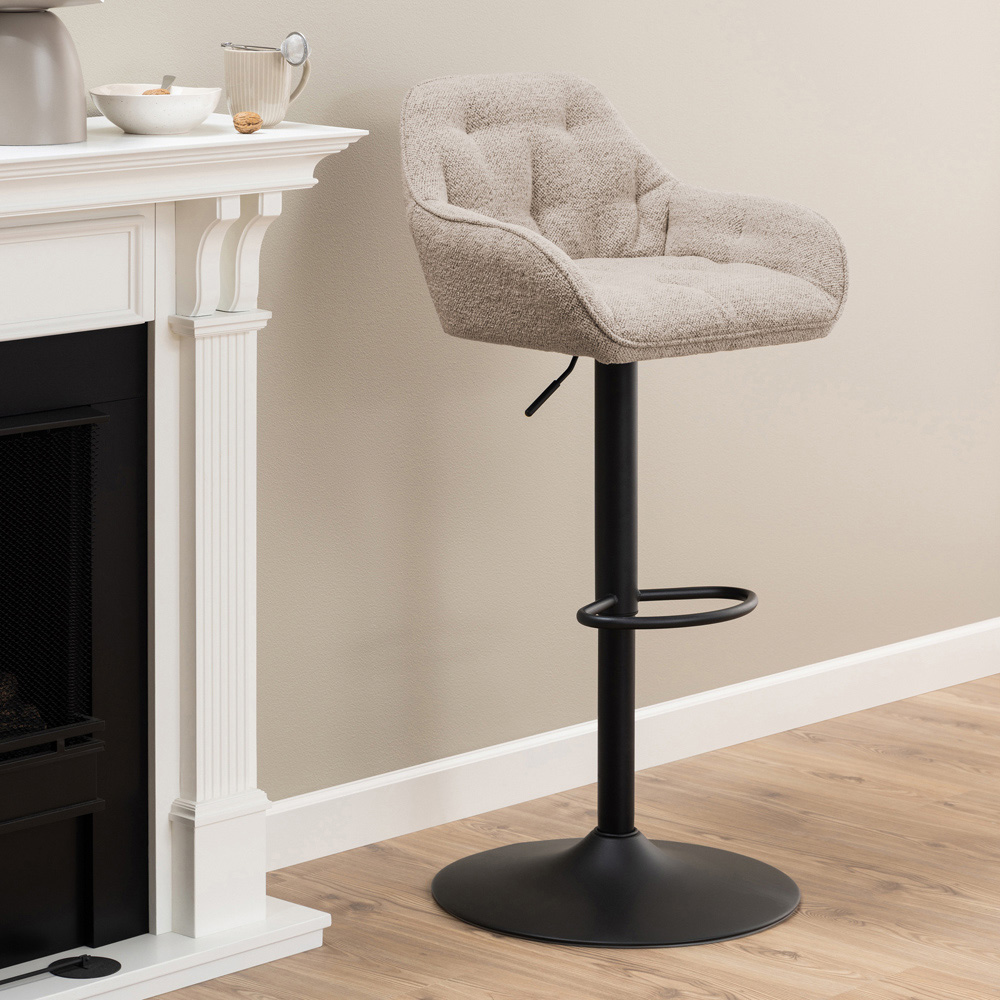 Florence Brooke Monza Beige Height Adjustable Swivel Bar Stool Set of 2 Image 9
