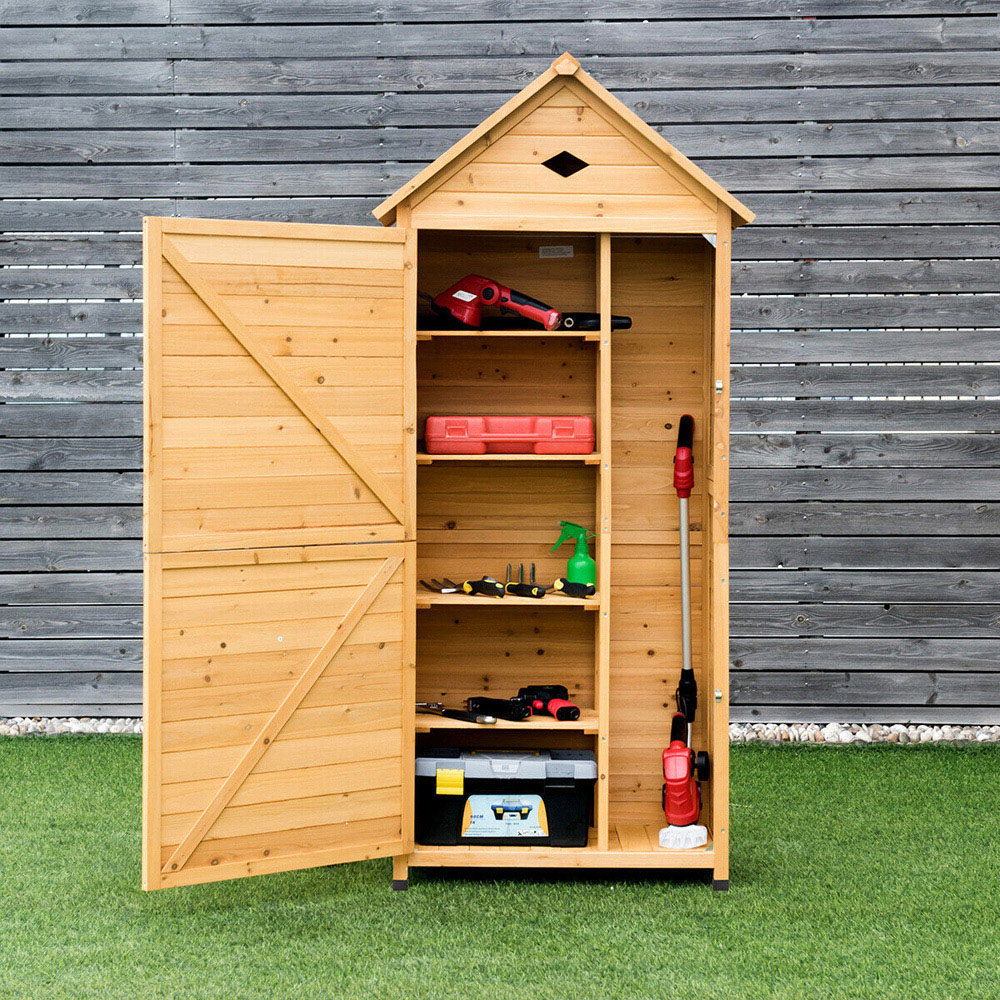 Costway 5.8 x 2.6ft Wooden Lockable Garden Shed Image 4