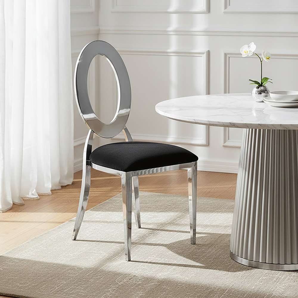 Premier Housewares Sarita Stackable Silver Frame Dining Chair Image 3