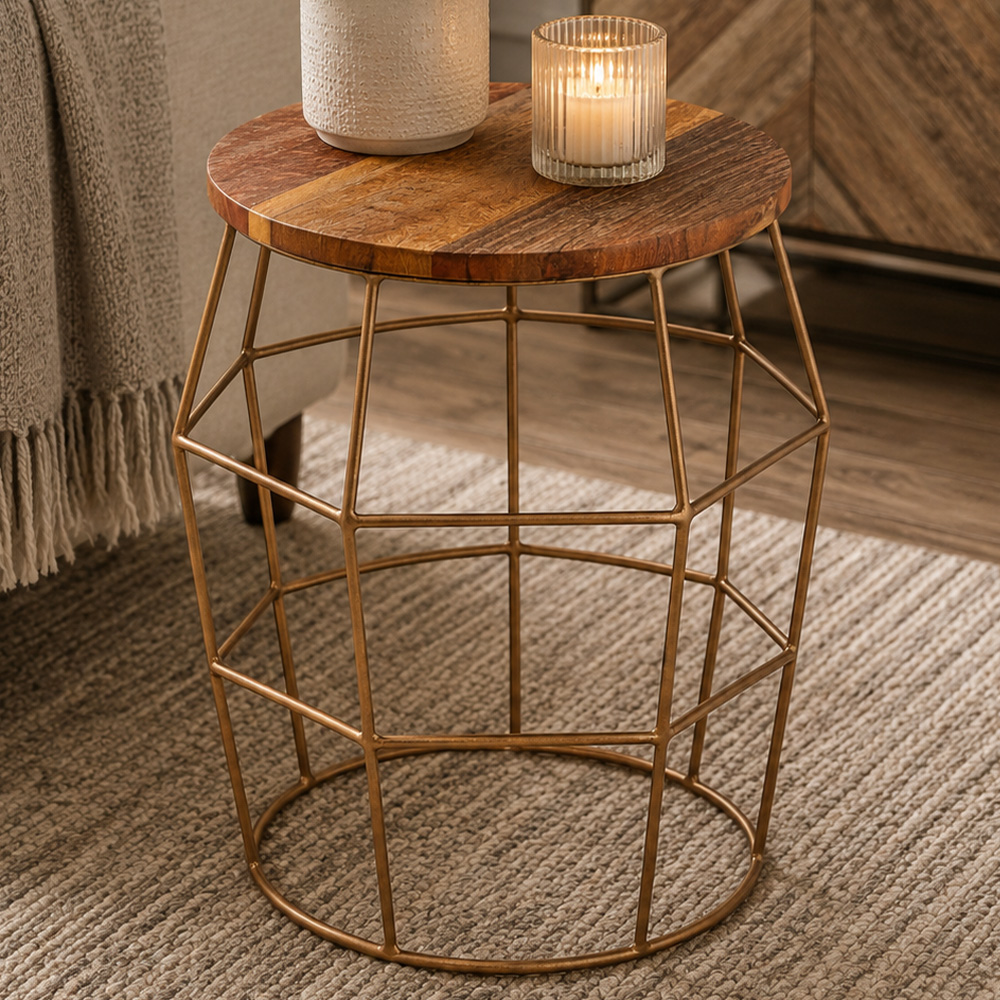 Premier Housewares Wooden Round Side Table Image 1