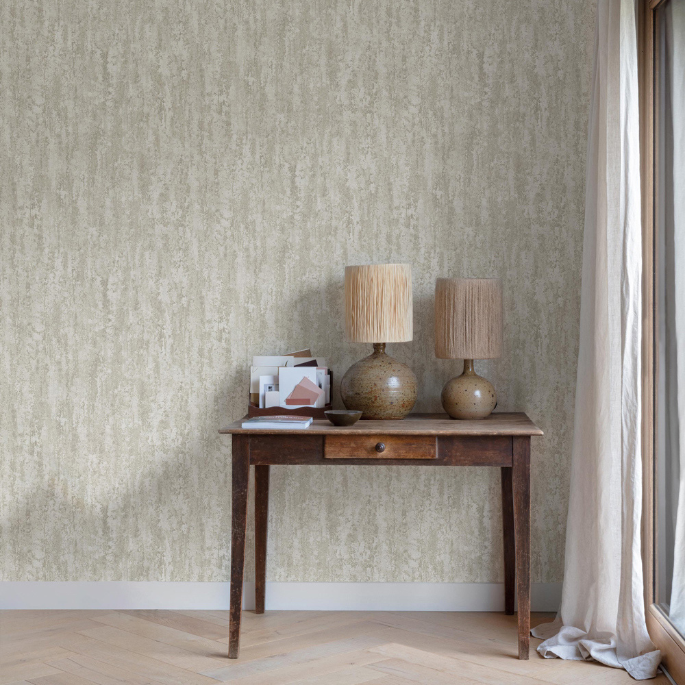 Grandeco Rocks Plaster Effect Plain Blown Vinyl Dark Taupe Greige Wallpaper Image 3