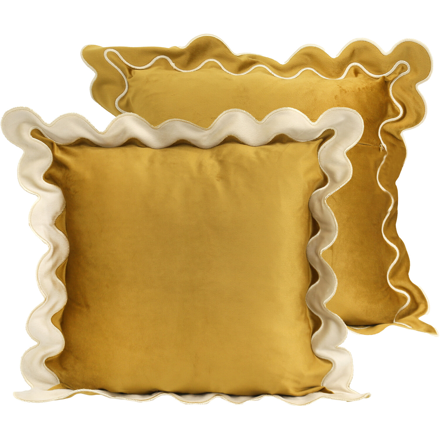 Matilda Scallop Edge Cushion Ochre Image 3