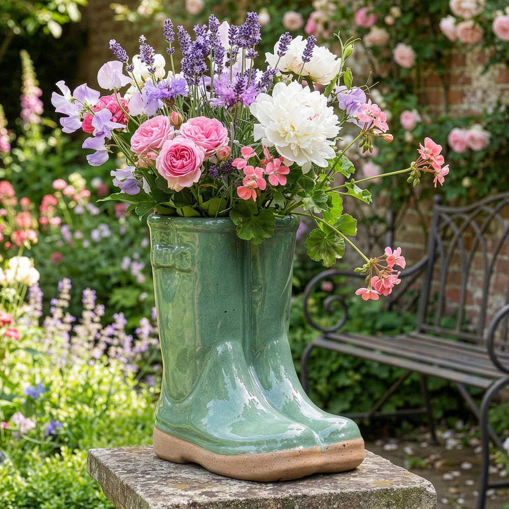 Dibor Green Double Wellington Planter 29.5cm Image 2