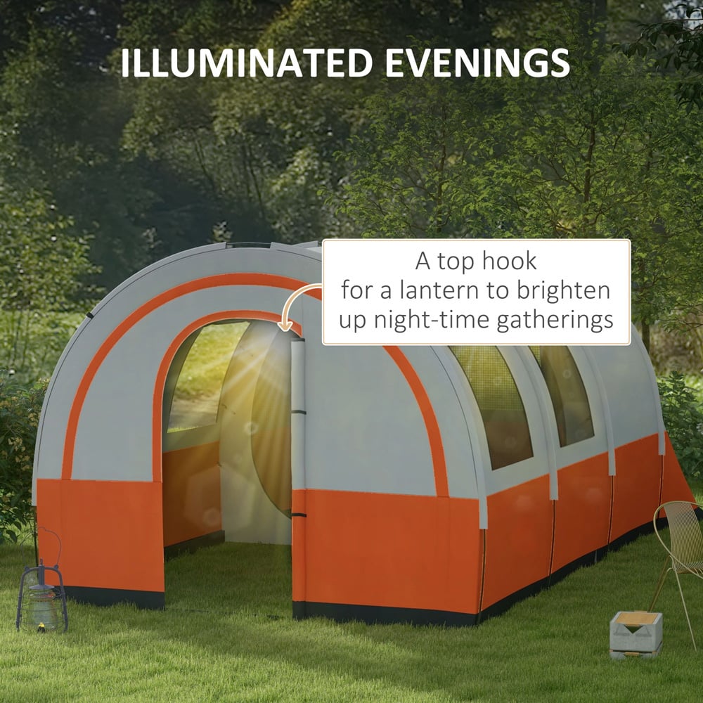 Outsunny 5-6 Person Waterproof Camping Tent Cream and Orange Image 6