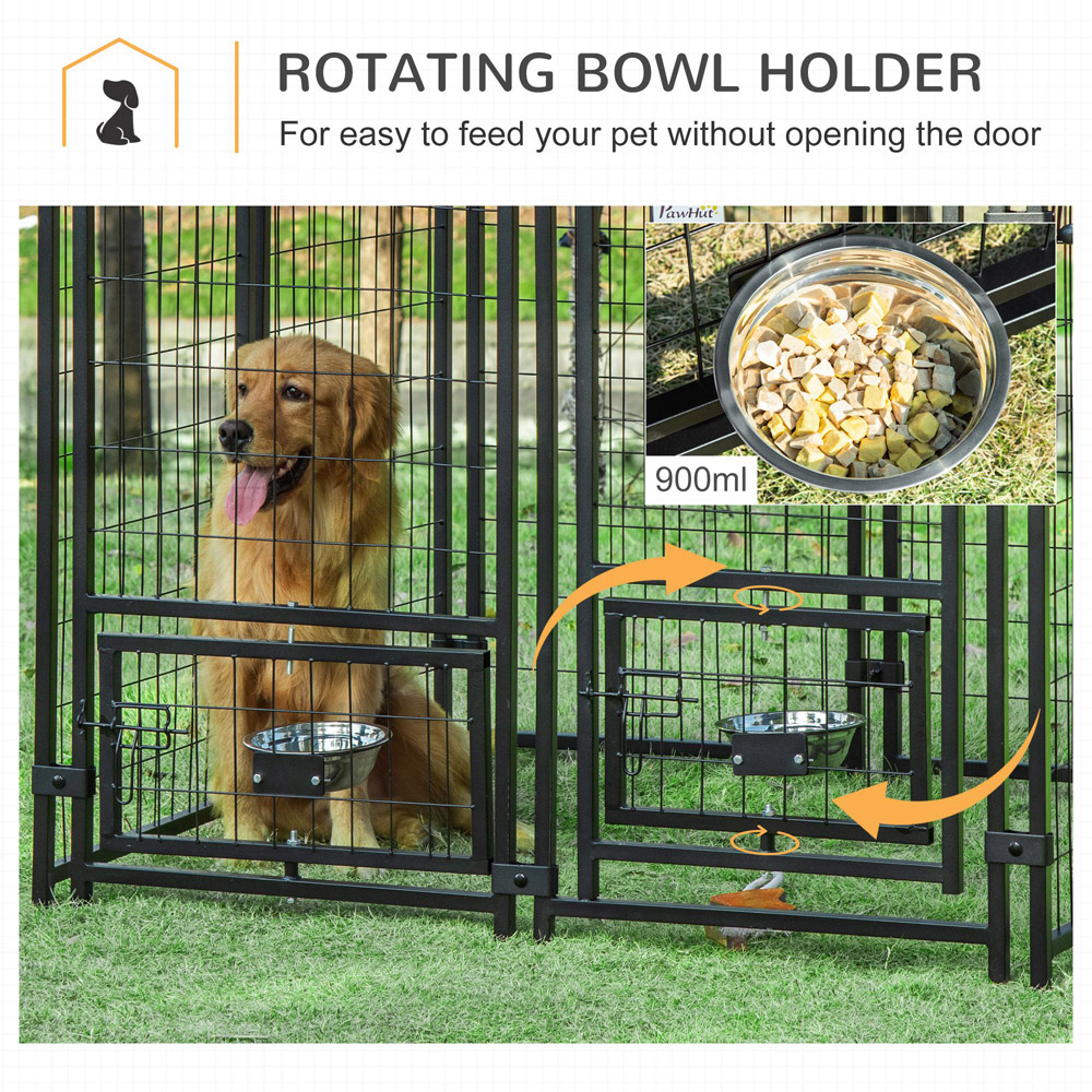 PawHut Dog Kennel with Rotating Bowl Holders Image 5