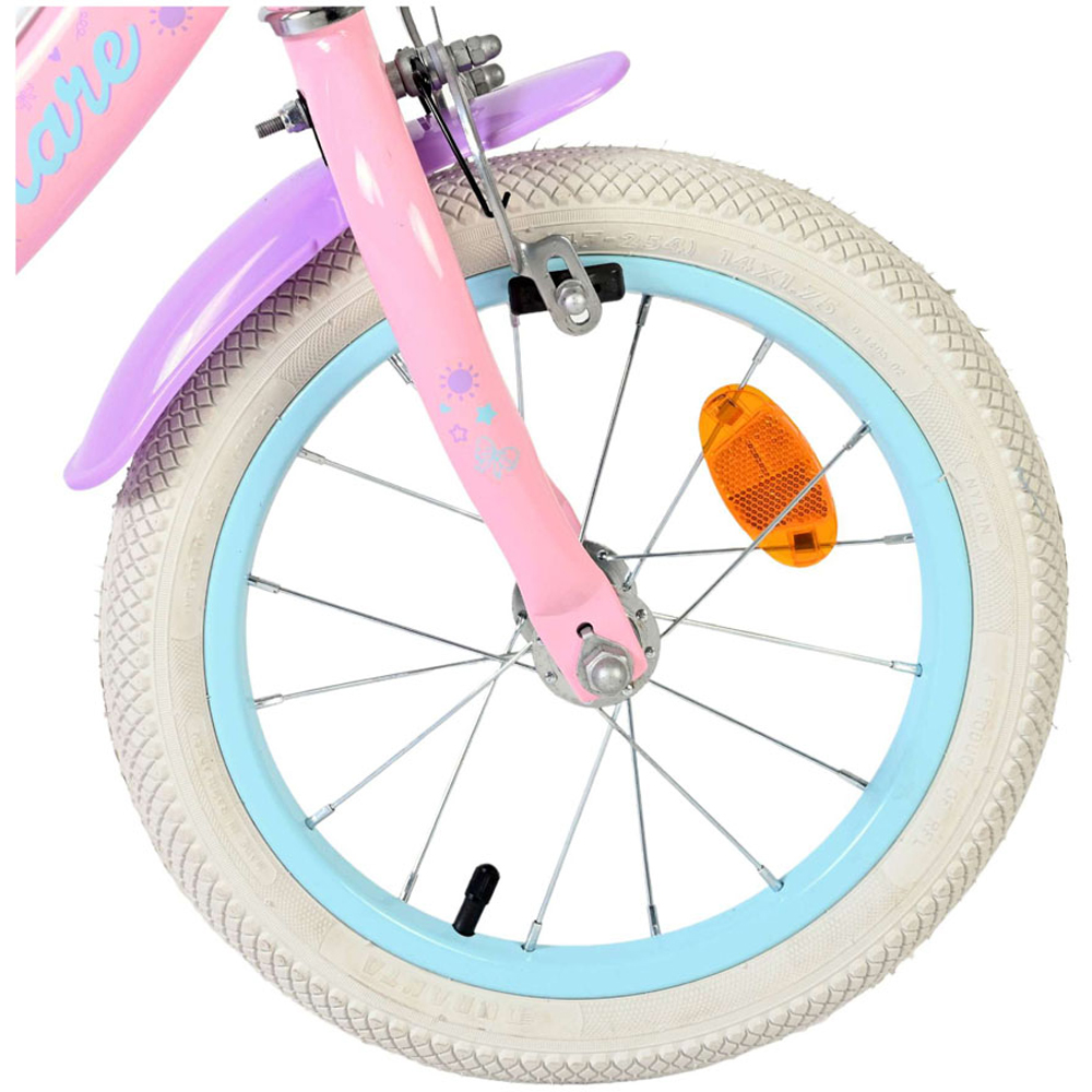 Volare Olivia Kids 14 inch Pink and Purple Bike with Stabilisers and Doll Seat Image 8