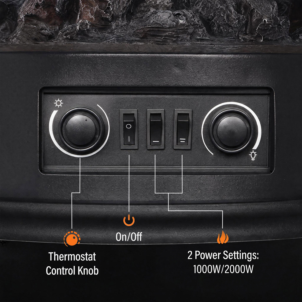 HOMCOM 3-Sided Black Electric Fireplace Stove with Realistic Log Flame Effect Image 5