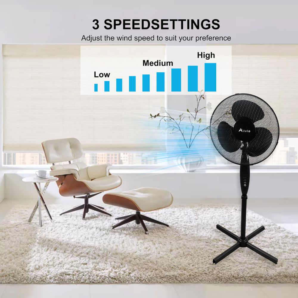 Alivio Black Pedestal Fan 16 inch Image 7