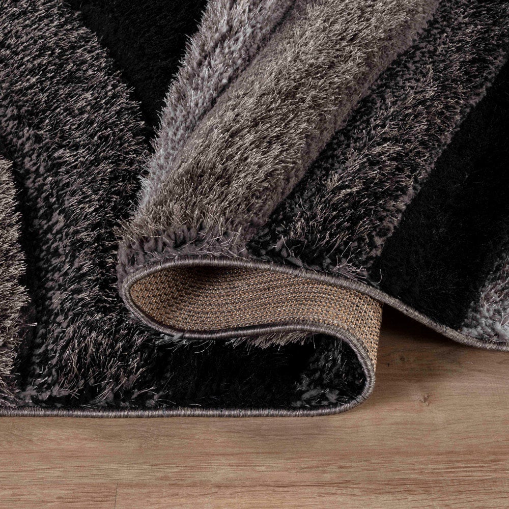 Desire Rug Modern Grey Waves Shimmer Soft Shaggy Area Rug 120 x 170cm Image 3