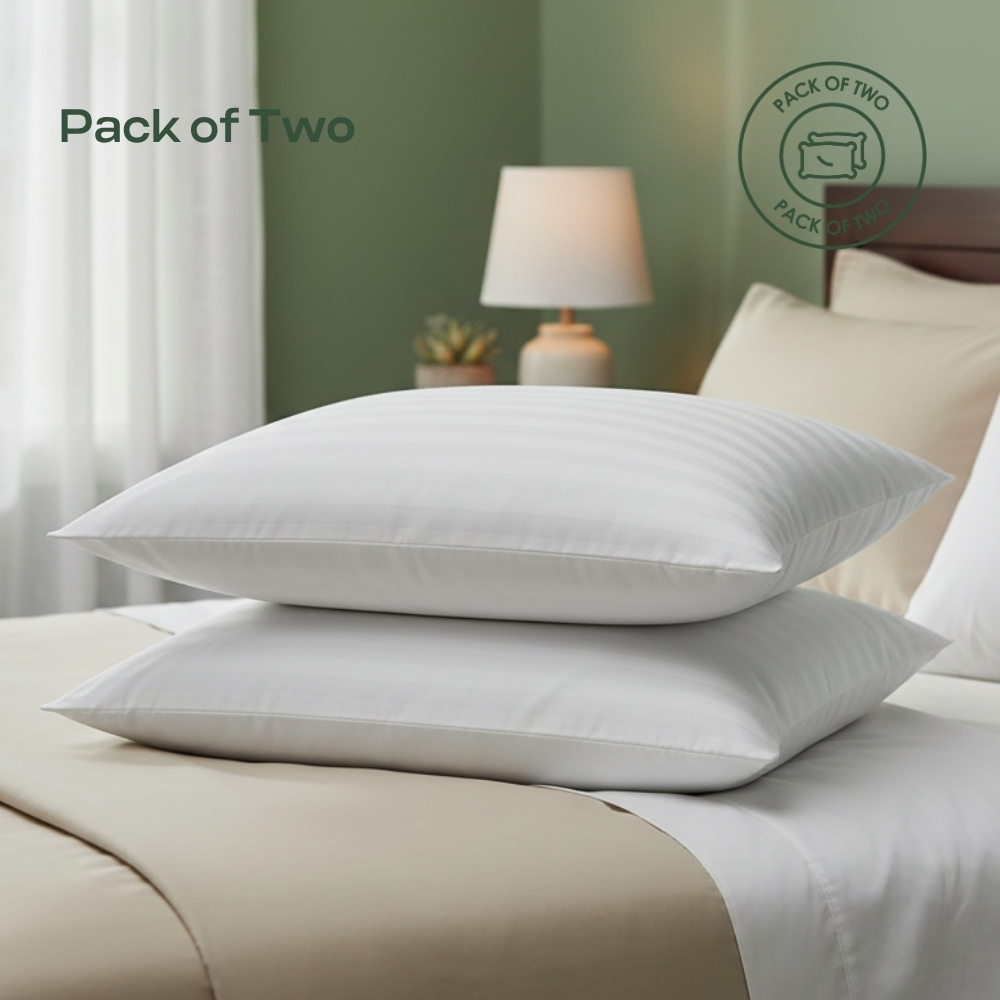 MHG Living Soft Medium Striped Microfibre Pillow 2 Pack Image 2