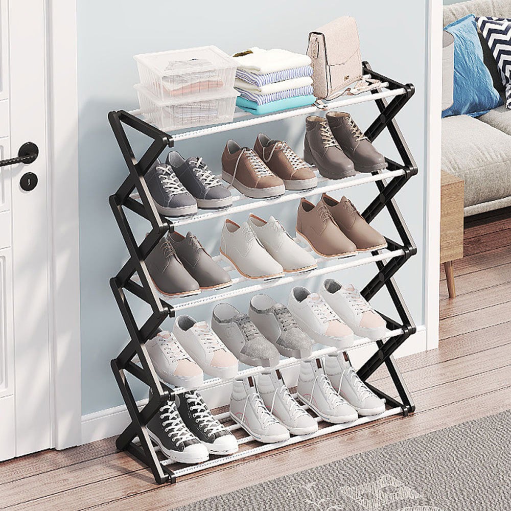Living and Home 5 Tier Foldable Metal Shoe Rack Image 5