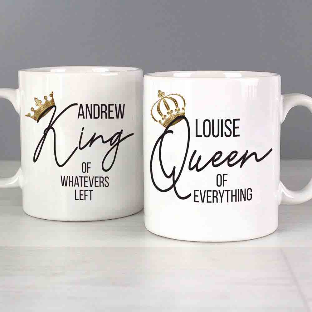 Personalised Memento Personalised King and Queen of Everything Mug Set Image 2