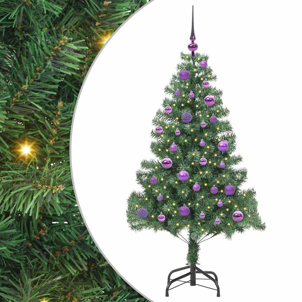 vidaXL Pre-Lit Lilac Bauble Green Artificial Christmas Tree 5ft Image 6