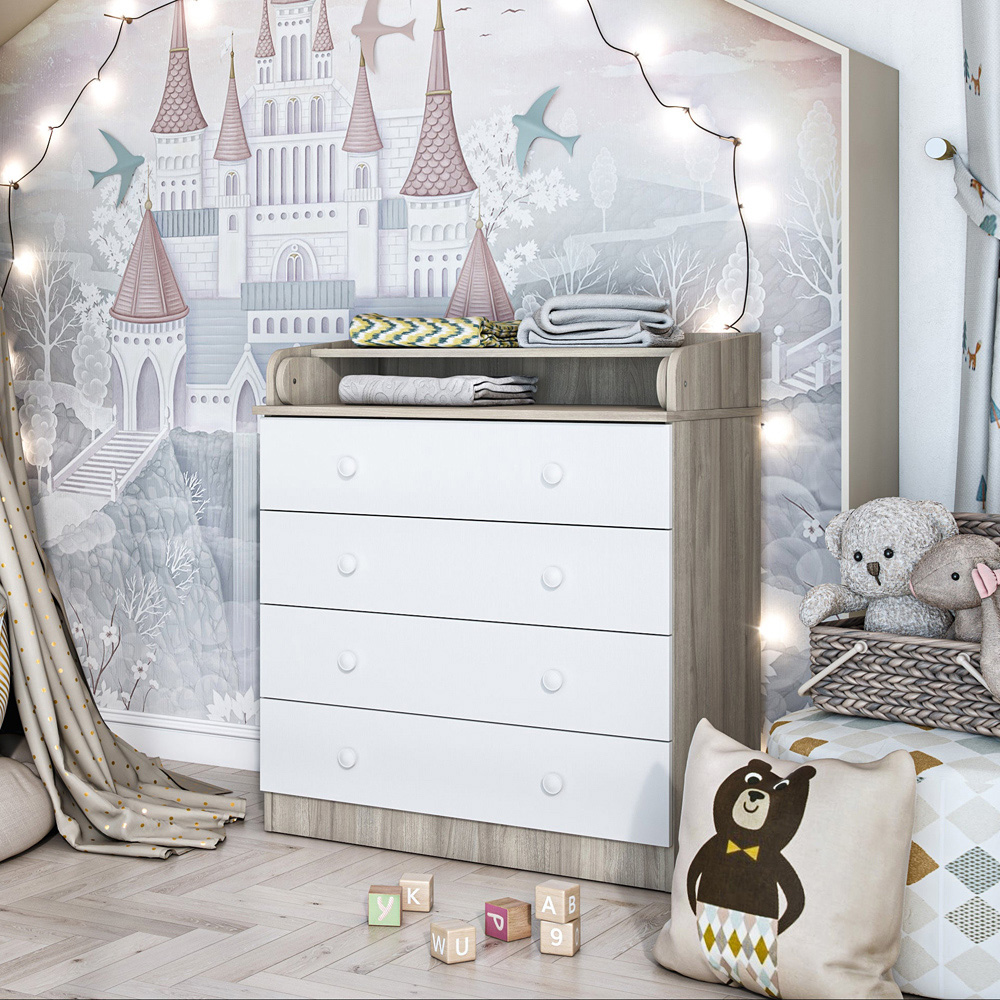 Shefa 800 4 Drawer Elm and White Kids Changing Dresser Image 5