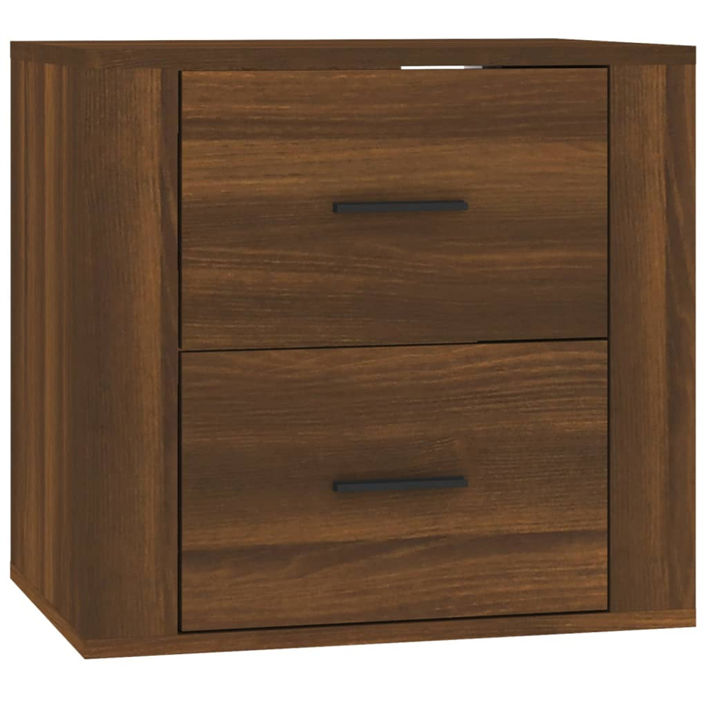 vidaXL 2 Drawer Brown Oak Wall Mounted Bedside Cabinet Image 2