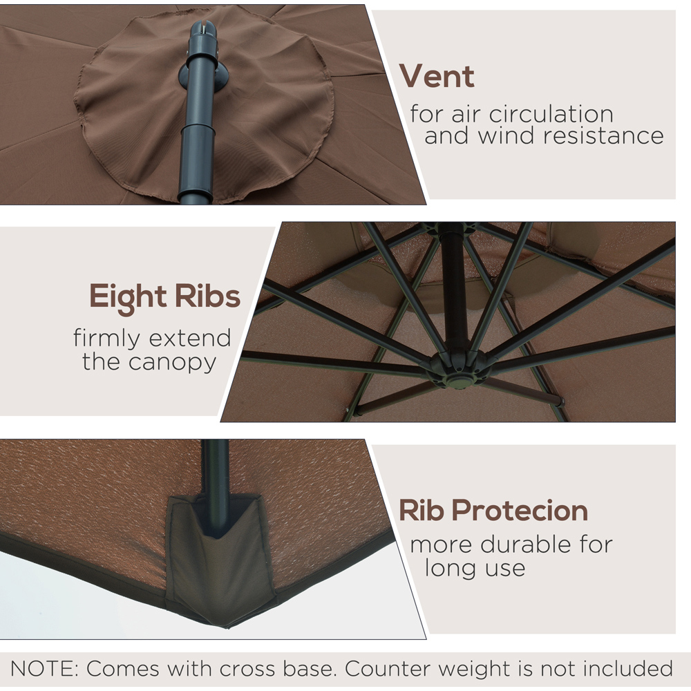 Outsunny Brown Cantilever Banana Parasol 3m Image 5