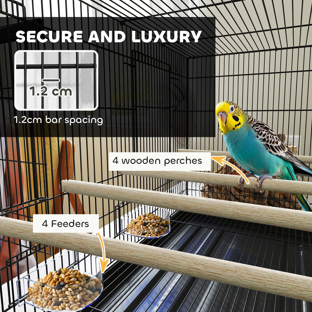 PawHut Black Bird Cage with Divider 76 x 46 x 46cm Image 5