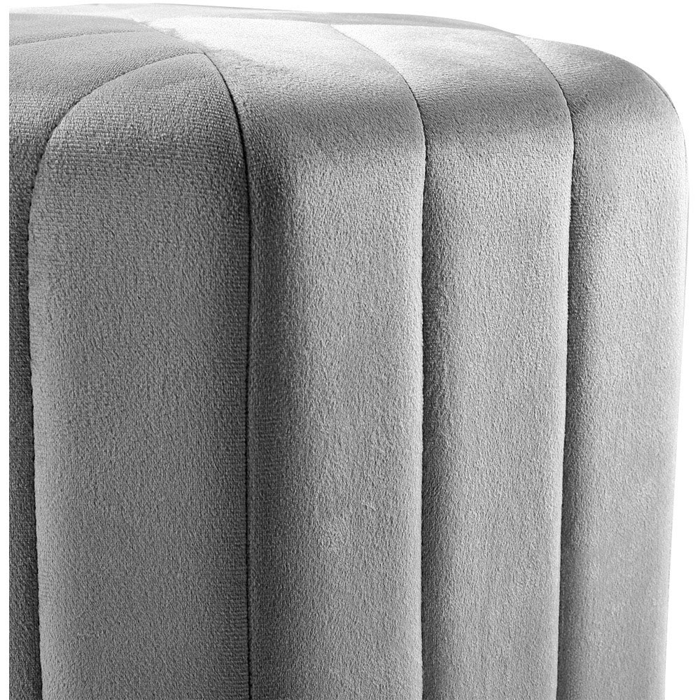 Living and Home Grey Minimal Hexagonal Velvet Footstool Ottoman with Stripes Image 7