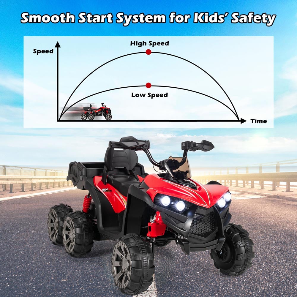 Costway Kids Red Electric 6 Wheel Ride On ATV with 4 Motors Image 6