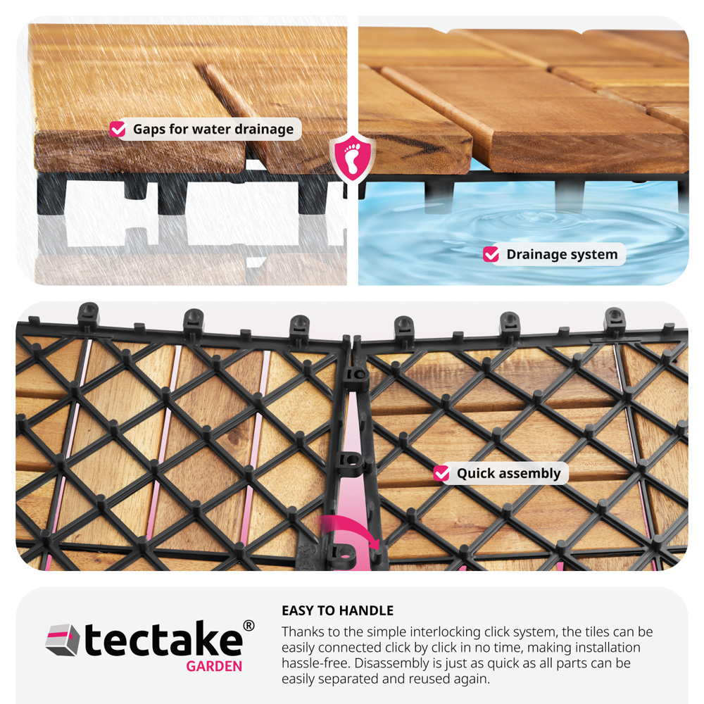 tectake Tabula 12 Slats Terrace Tiles 20 Pack Image 5