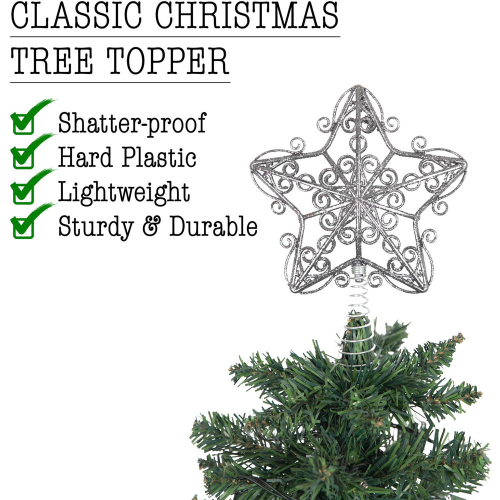 Shatchi Silver Glitter Star Tree Topper Image 3