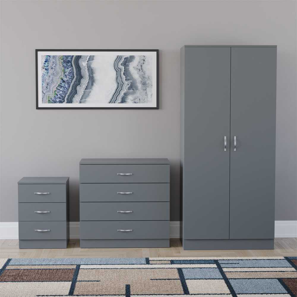 VIDA DESIGNS Riano Grey 3 Piece Bedroom Furniture Set Image 2