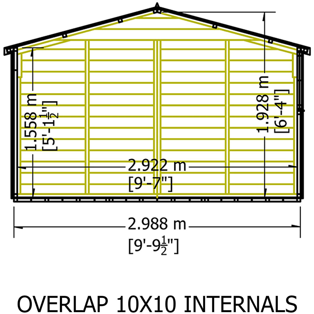 Shire 10 x 10ft Double Door Dip Treated Overlap Apex Shed Image 8