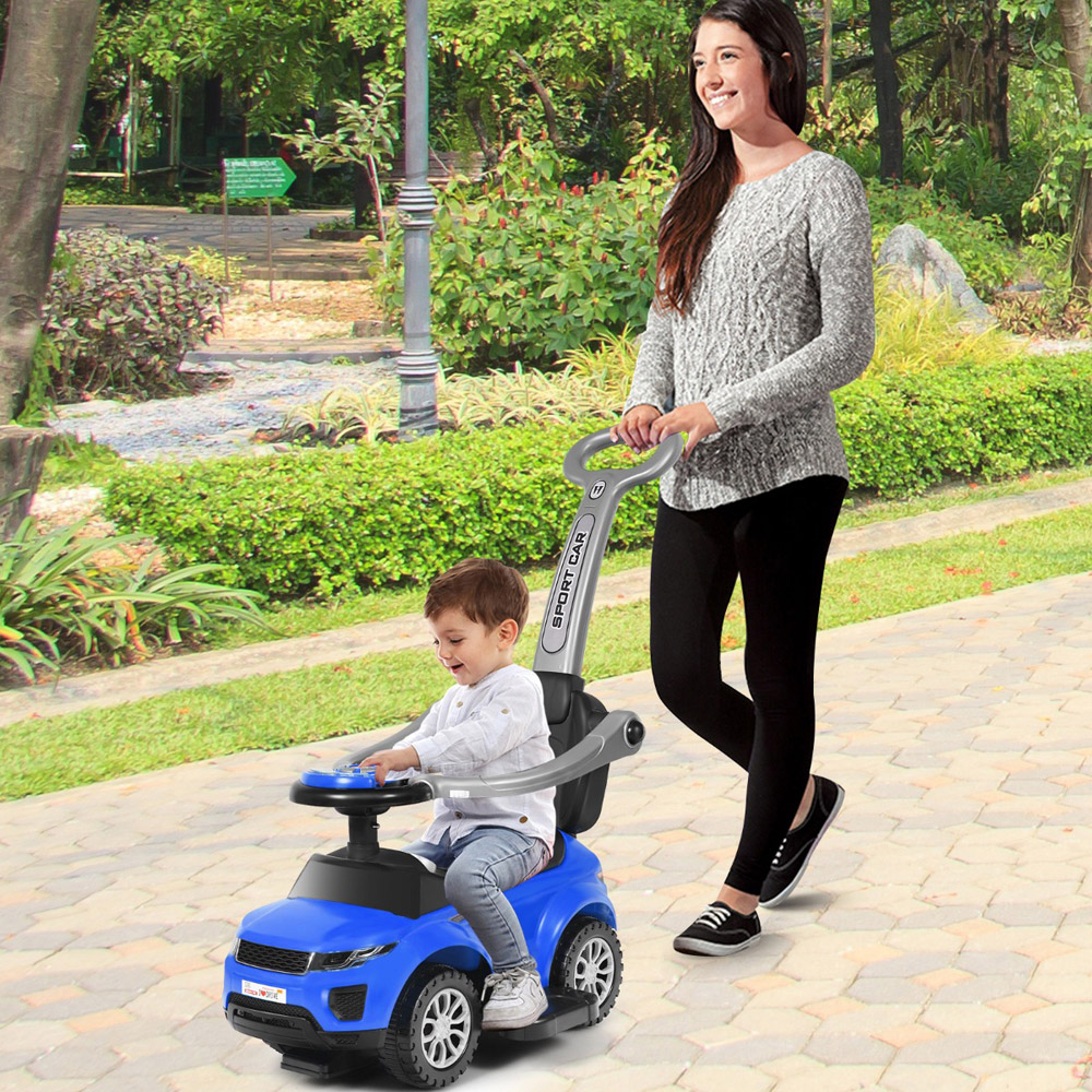 Costway 3-in-1 Kids Blue Sliding Ride On Push Car Stroller Image 3