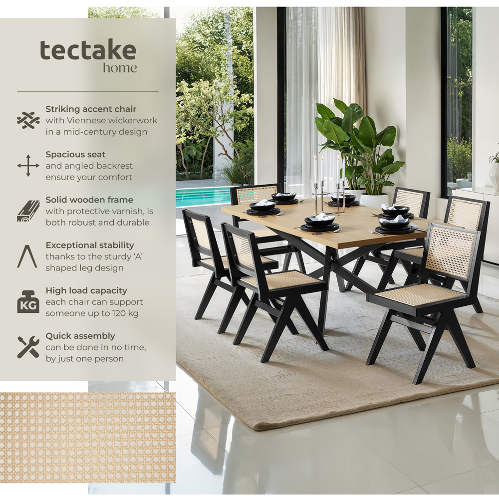 tectake Lizzy Black Rattan Backrest and Wood Frame Accent Chair Image 3